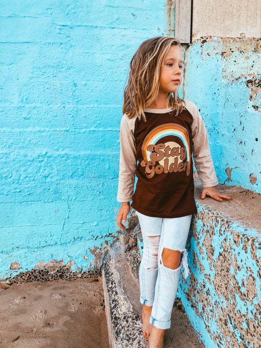 STAY GOLDEN Raglan tee - Brown